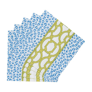 Caspari Knots And Spots Blue/Green Napkin Cocktail 18461C