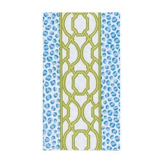 Caspari Knots And Spots Blue & Green Guest Towel Napkins - 15 Per Package 18461G