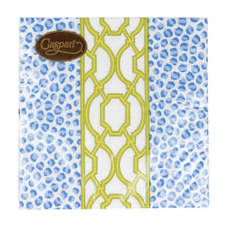 Caspari Knots And Spots Blue/Green Napkin Luncheon 18461L