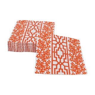 Caspari Coral And Trellis Coral Napkin Cocktail 18470C