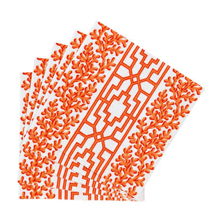 Caspari Coral And Trellis Coral Napkin Cocktail 18470C