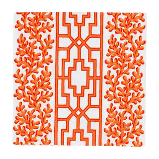 Caspari Coral And Trellis Coral Napkin Cocktail 18470C