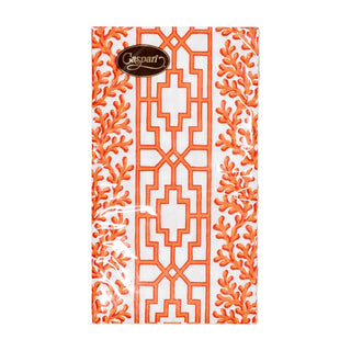 Caspari Coral And Trellis Coral Guest Towel 18470G