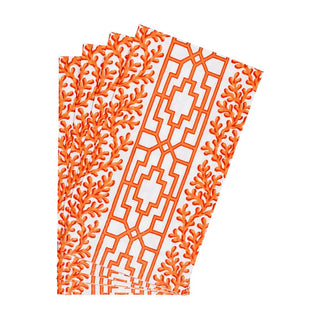 Caspari Coral And Trellis Coral Guest Towel 18470G