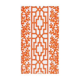 Caspari Coral And Trellis Coral Guest Towel 18470G