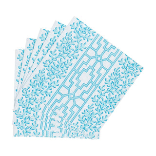 Caspari Coral And Trellis Robin's Egg Napkin Cocktail 18471C