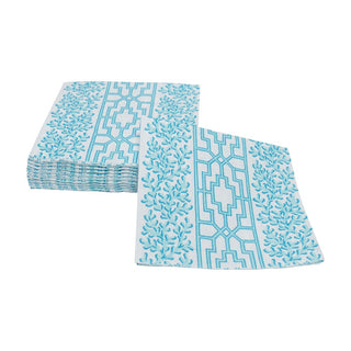 Caspari Coral And Trellis Robin's Egg Napkin Cocktail 18471C