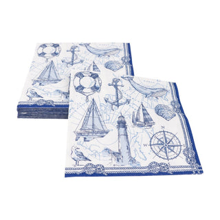 Caspari To The Lighthouse Luncheon Napkins - 20 Per Package 18480L