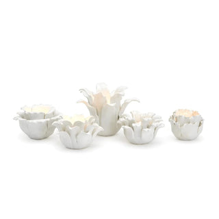 Two's Company White Succulent Tealight Candleholder - Set of 5 Assorted 18540