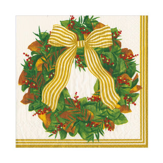 Caspari Magnolia Wreath Luncheon Napkins - includes 20 Luncheon Napkins 18580L