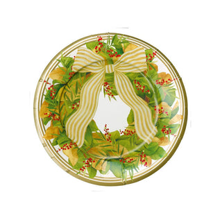 Caspari Magnolia Wreath Paper Salad & Dessert Plates - includes 8 Paper Salad & Dessert Plates 18580SP