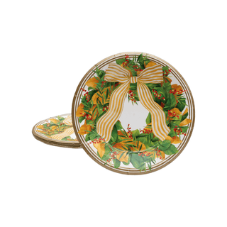 Caspari Magnolia Wreath Paper Salad & Dessert Plates - includes 8 Paper Salad & Dessert Plates 18580SP