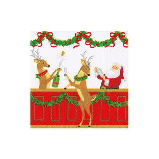 Caspari Santa'S Bar Boxed Cocktail Napkins - includes 12 Boxed Cocktail Napkins 18590B