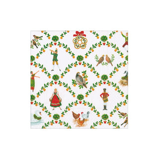 Caspari On The Twelfth Day Cocktail Napkins - includes 12 Cocktail Napkins 18600C