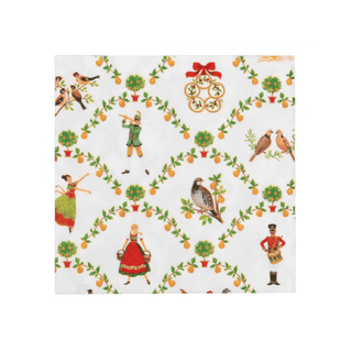 Caspari On The Twelfth Day Cocktail Napkins - includes 12 Cocktail Napkins 18600C