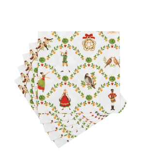 Caspari On The Twelfth Day Cocktail Napkins - includes 12 Cocktail Napkins 18600C