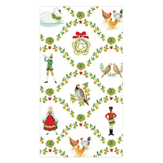 Caspari On The Twelfth Day Guest Towels - includes 15 Guest Towels 18600G