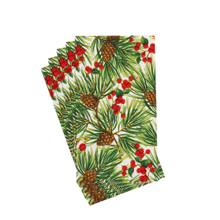 Evergreen and Berries White Guest Towels - includes 15 Guest Towels