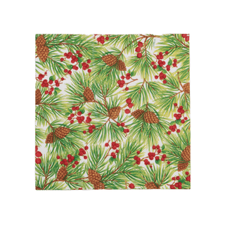 Caspari Evergreen and Berries White Cocktail Napkins - includes 20 Cocktail Napkins 18620C