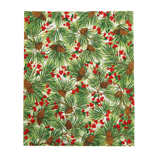 Caspari Evergreen and Berries White Guest Towels - includes 15 Guest Towels 18620G