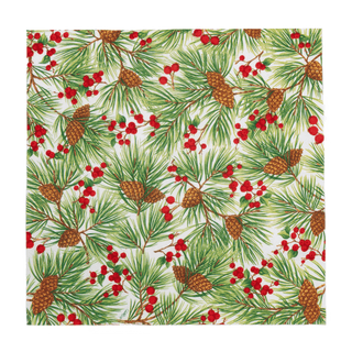 Caspari Evergreen And Berries White Luncheon Napkins - includes 20 Luncheon Napkins 18620L