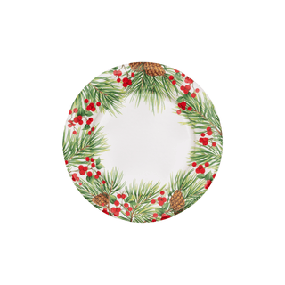 Caspari Evergreen And Berries White Paper Salad & Dessert Plates - includes 8 Paper Salad & Dessert Plates 18620SP