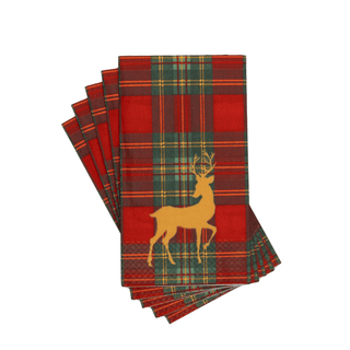 Reindeer Tartan Red Guest Towels - includes 15 Guest Towels