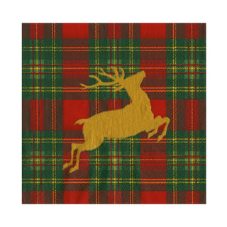 Caspari Reindeer Tartan Red Luncheon Napkins - includes 20 Luncheon Napkins 18630L
