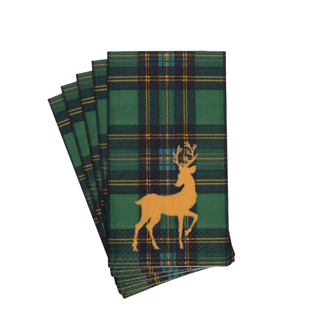 Reindeer Tartan Green Guest Towels - includes 15 Guest Towels