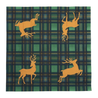 Caspari Reindeer Tartan Green Luncheon Napkins - includes 20 Luncheon Napkins 18631L