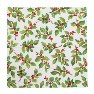 Painted Holly White Recycled Luncheon Napkins - includes 20 Luncheon Napkins
