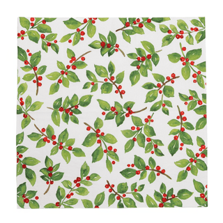 Caspari Painted Holly White Recycled Luncheon Napkins - includes 20 Luncheon Napkins 18650EL