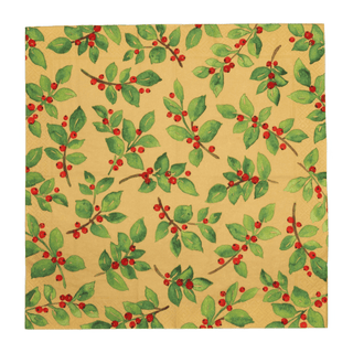 Caspari Painted Holly Gold Recycled Luncheon Napkins - includes 20 Luncheon Napkins 18651EL