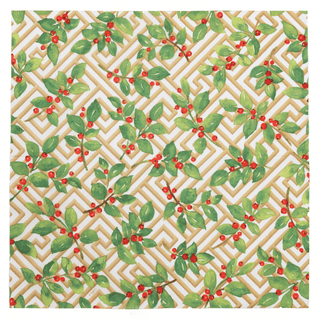 Holly And Fretwork White Dinner Napkins - includes 20 Dinner Napkins