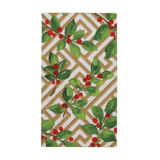 Holly And Fretwork White Guest Towels - includes 15 Guest Towels