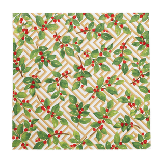 Caspari Holly And Fretwork White Luncheon Napkins - includes 20 Luncheon Napkins 18660L