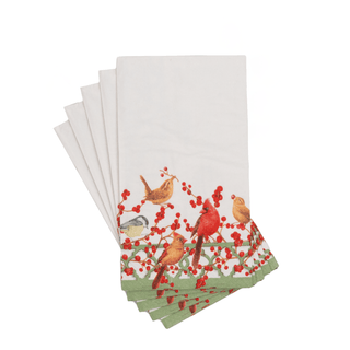 Caspari Winter Birds and Berries Recycled Guest Towels - includes 15 Guest Towels 18670EG