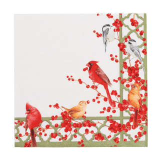 Caspari Winter Birds and Berries Recycled Luncheon Napkins - includes 20 Luncheon Napkins 18670EL