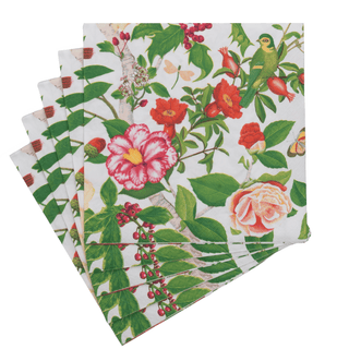 Caspari Christmas Chinoiserie White Dinner Napkins - includes 20 Dinner Napkins 18680D