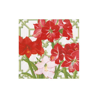 Caspari Amaryllis Conservatory Cocktail Napkins - includes 12 Cocktail Napkins 18690C