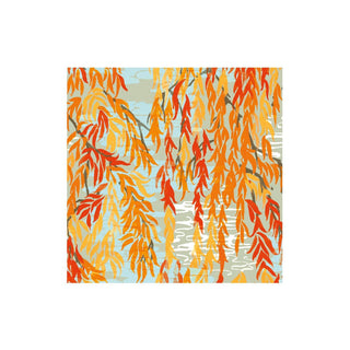 Caspari Willows Coral Cocktail Napkins - includes 12 Cocktail Napkins 18732C