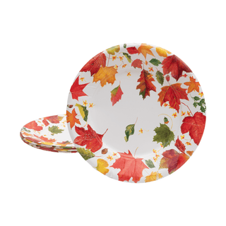 Caspari Swirling Leaves White Paper Dinner Plates - includes 8 Paper Dinner Plates 18740DP
