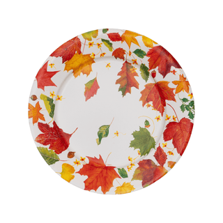 Caspari Swirling Leaves White Paper Dinner Plates - includes 8 Paper Dinner Plates 18740DP