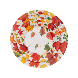 Caspari Swirling Leaves White Paper Dinner Plates - includes 8 Paper Dinner Plates 18740DP