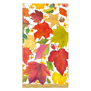 Caspari Swirling Leaves White Guest Towels - includes 15 Guest Towels 18740G