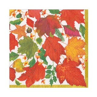 Caspari Swirling Leaves White Luncheon Napkins - includes 20 Luncheon Napkins 18740L