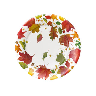 Caspari Swirling Leaves White Paper Salad & Dessert Plates - includes 8 Paper Salad & Dessert Plates 18740SP