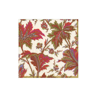 Caspari Paisley Leaves Ivory Boxed Cocktail Napkins - includes 12 Boxed Cocktail Napkins 18760B