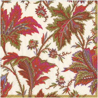 Caspari PAISLEY LEAVES IVORY DINNER NAPKIN 18760D