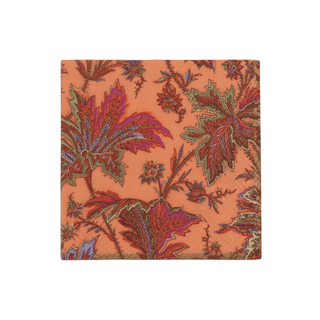 Caspari Paisley Leaves Coral Cocktail Napkins - includes 20 Cocktail Napkins 18761C